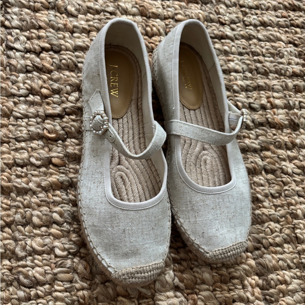J.Crew Beige Mary Jane Espadrilles